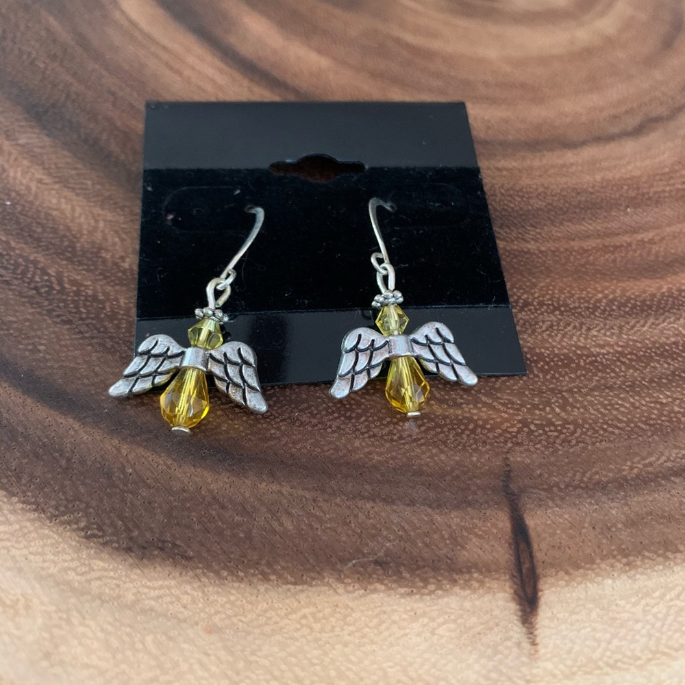 🏆BOGO Angel Wing earrings hook yellow gold fun